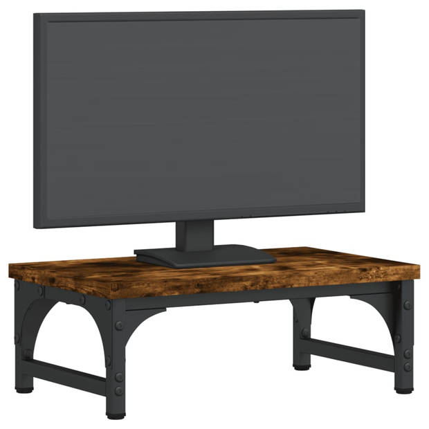 vidaXL Monitorstandaard 37x23x14 cm bewerkt hout gerookt eikenkleurig