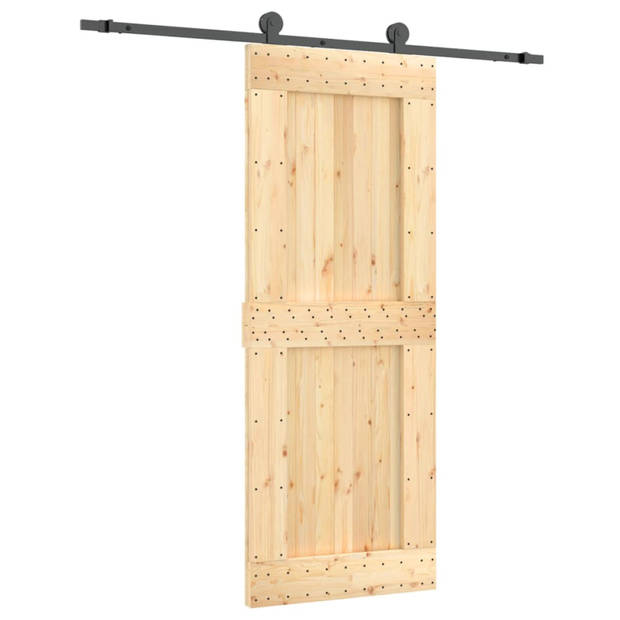 vidaXL Schuifdeur met beslag 80x210 cm massief grenenhout