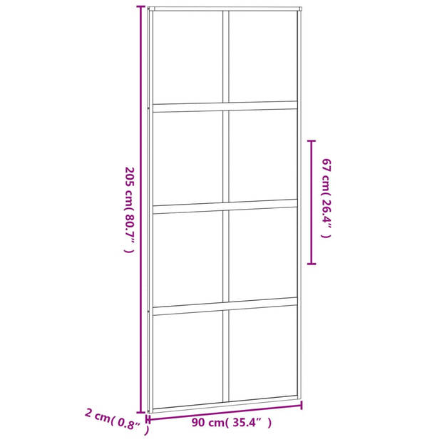 vidaXL Schuifdeur 76x205 cm gehard glas en aluminium zwart