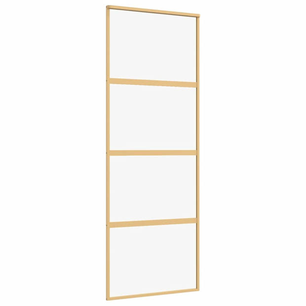 vidaXL Schuifdeur 76x205 cm helder ESG-glas en aluminium goudkleurig