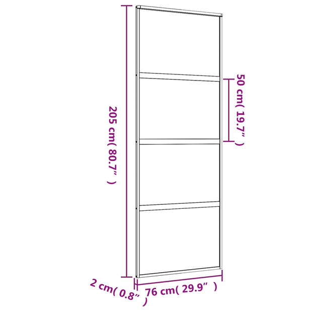 vidaXL Schuifdeur 76x205 cm helder ESG-glas en aluminium goudkleurig