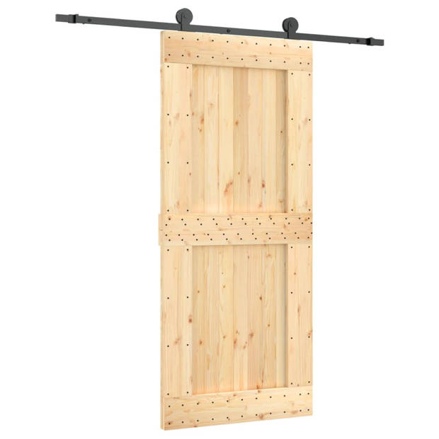 vidaXL Schuifdeur met beslag 90x210 cm massief grenenhout