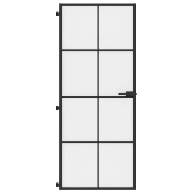 vidaXL Binnendeur smal 83x201,5 cm gehard glas en aluminium zwart