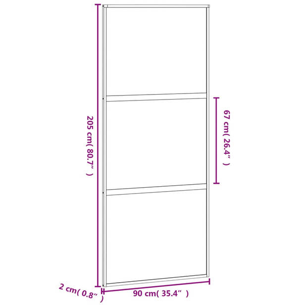 vidaXL Schuifdeur 90x205 cm gehard glas en aluminium zwart