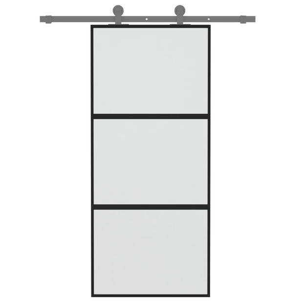 vidaXL Schuifdeur 90x205 cm gehard glas en aluminium zwart