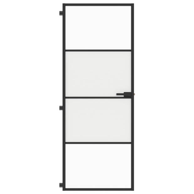 vidaXL Binnendeur smal 76x201,5 cm gehard glas en aluminium zwart