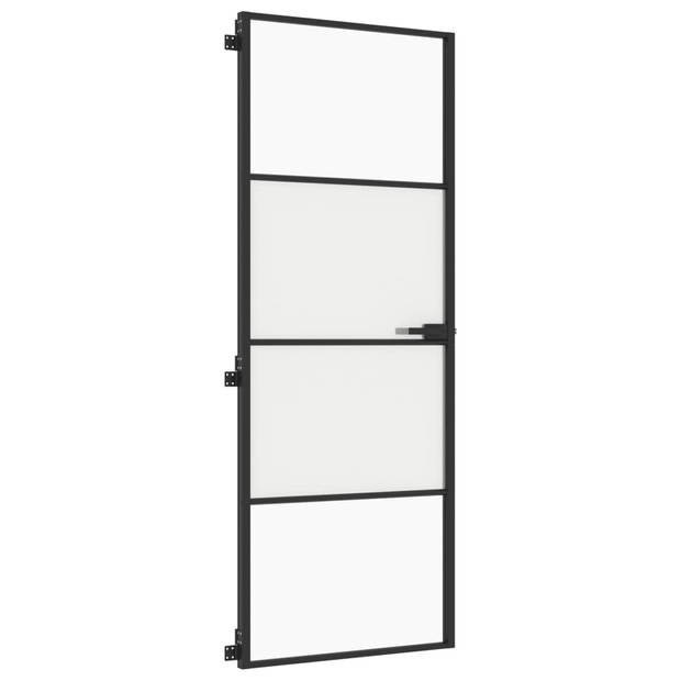 vidaXL Binnendeur smal 76x201,5 cm gehard glas en aluminium zwart