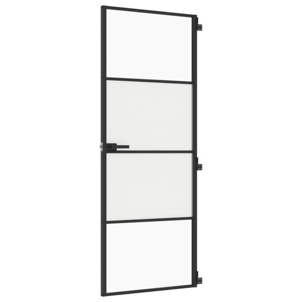 vidaXL Binnendeur smal 76x201,5 cm gehard glas en aluminium zwart