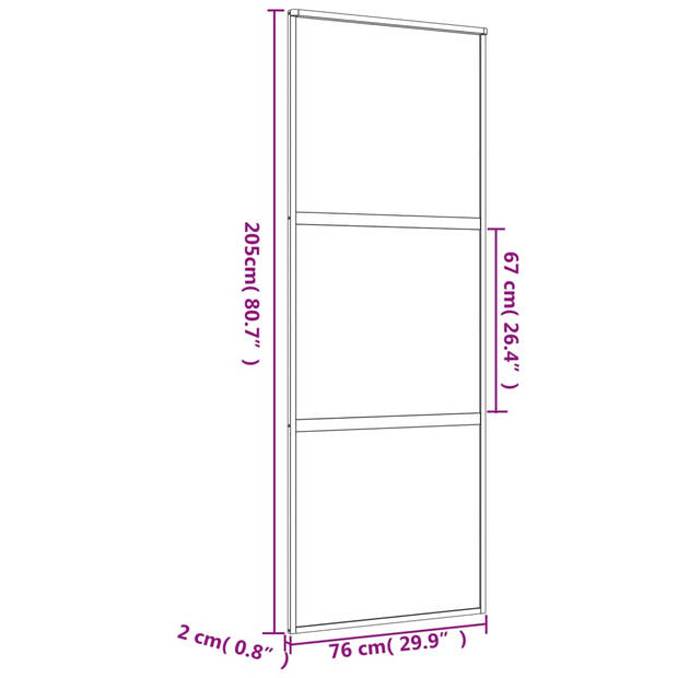 vidaXL Schuifdeur 76x205 cm helder ESG-glas en aluminium goudkleurig