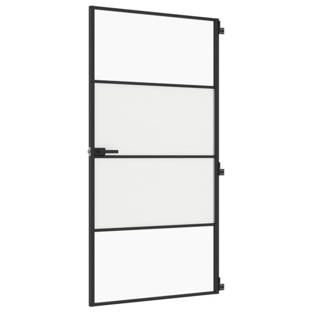 vidaXL Binnendeur smal 102,5x201,5 cm gehard glas en aluminium zwart