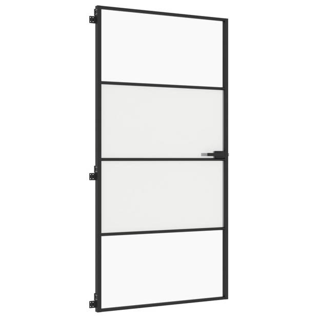 vidaXL Binnendeur smal 102,5x201,5 cm gehard glas en aluminium zwart