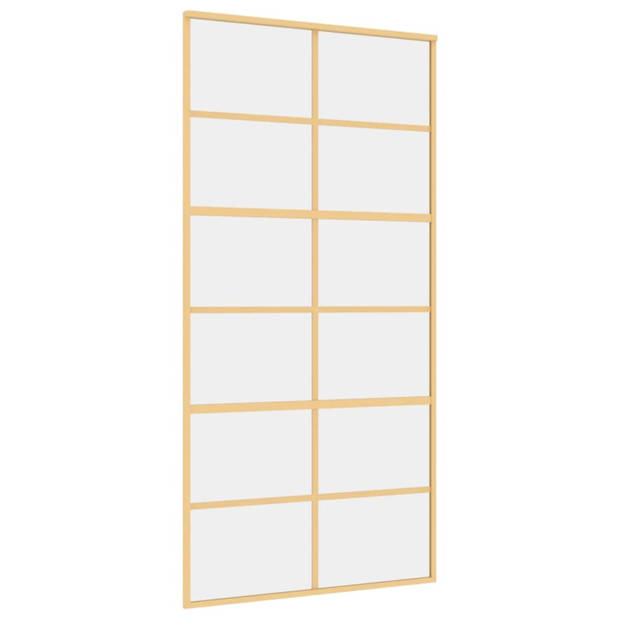 vidaXL Schuifdeur 102,5x205 cm helder ESG-glas en aluminium goudkleur