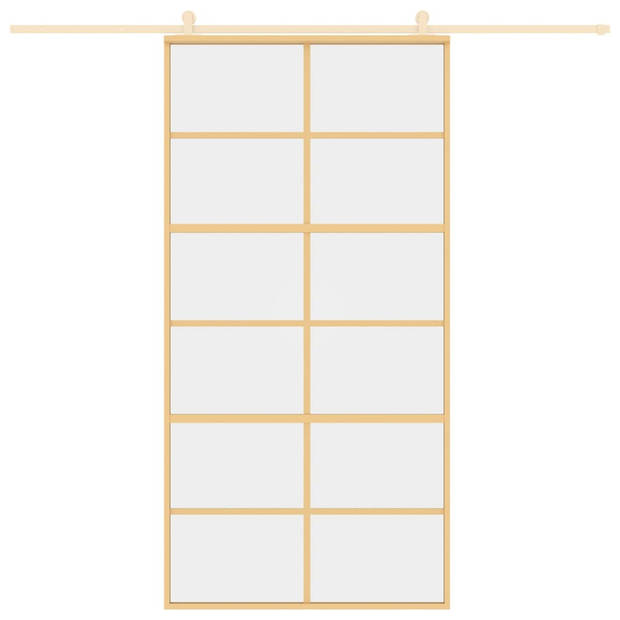 vidaXL Schuifdeur 102,5x205 cm helder ESG-glas en aluminium goudkleur