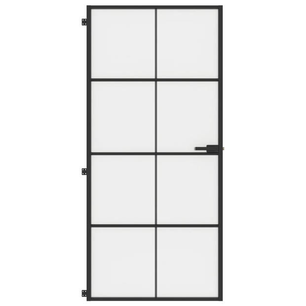 vidaXL Binnendeur smal 93x201,5 cm gehard glas en aluminium zwart