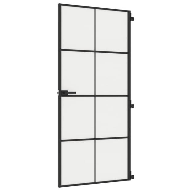 vidaXL Binnendeur smal 93x201,5 cm gehard glas en aluminium zwart