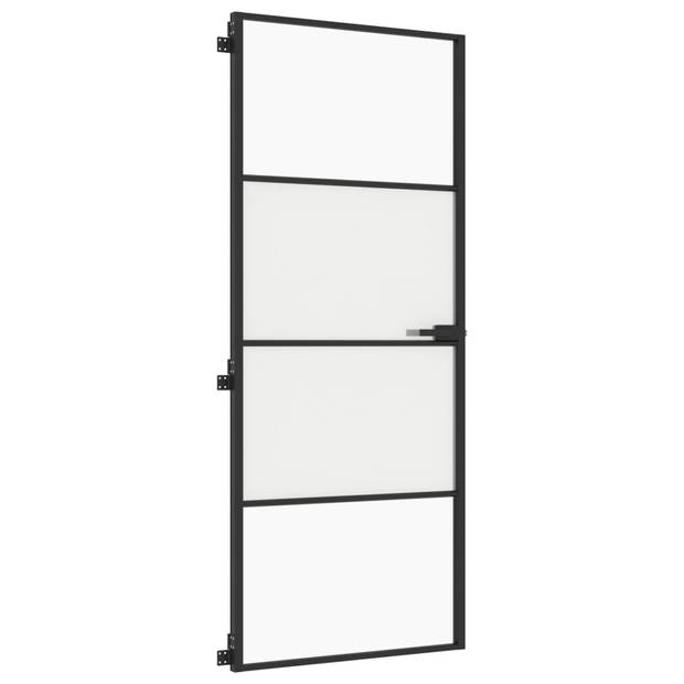 vidaXL Binnendeur smal 83x201,5 cm gehard glas en aluminium zwart