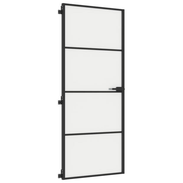 vidaXL Binnendeur smal 83x201,5 cm gehard glas en aluminium zwart