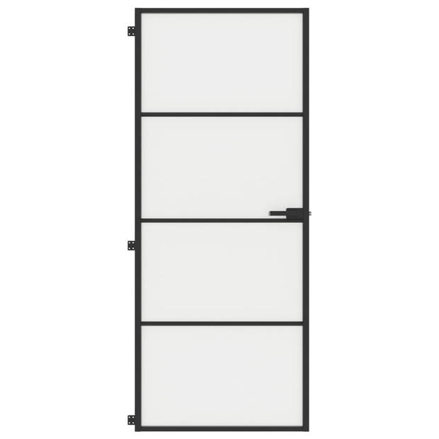 vidaXL Binnendeur smal 83x201,5 cm gehard glas en aluminium zwart