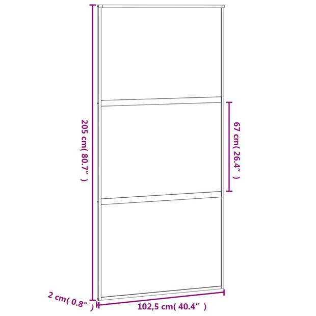 vidaXL Schuifdeur 102,5x205 cm gehard glas en aluminium zwart