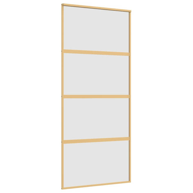 vidaXL Schuifdeur 90x205 cm mat ESG-glas en aluminium goudkleurig