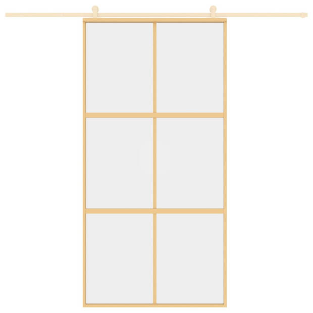 vidaXL Schuifdeur 102,5x205 cm helder ESG-glas en aluminium goudkleur