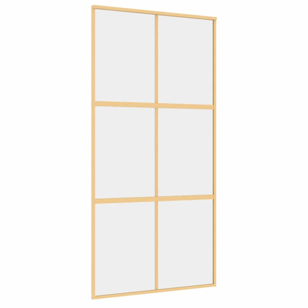 vidaXL Schuifdeur 102,5x205 cm helder ESG-glas en aluminium goudkleur