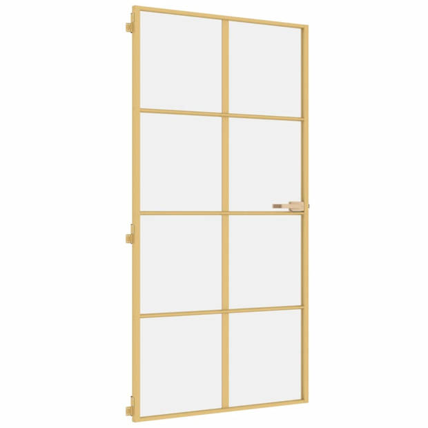 vidaXL Binnendeur smal 102,5x201,5 cm gehard glas en aluminium goud