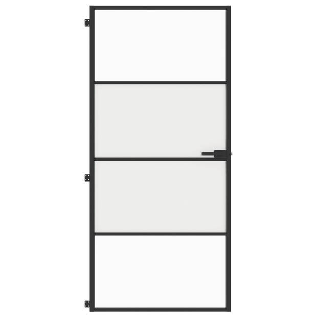 vidaXL Binnendeur smal 93x201,5 cm gehard glas en aluminium zwart