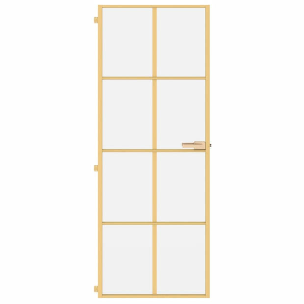 vidaXL Binnendeur smal 76x201,5 cm gehard glas en aluminium goudkleur