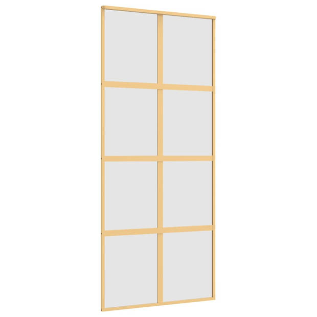 vidaXL Schuifdeur 90x205 cm mat ESG-glas en aluminium goudkleurig