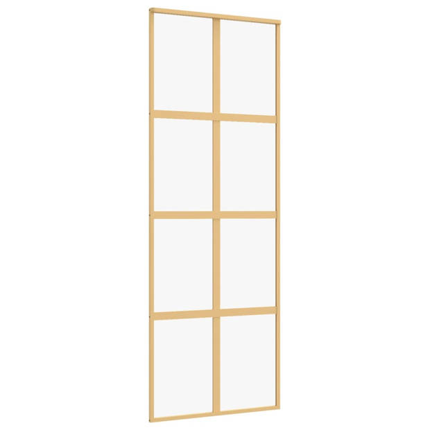 vidaXL Schuifdeur 76x205 cm helder ESG-glas en aluminium goudkleurig