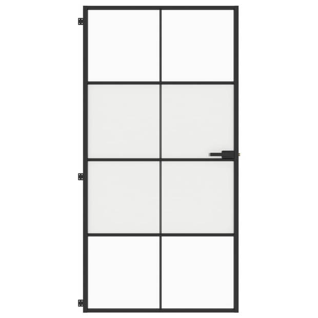 vidaXL Binnendeur smal 102,5x201,5 cm gehard glas en aluminium zwart