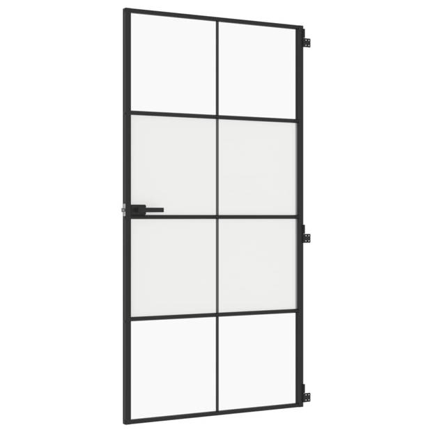 vidaXL Binnendeur smal 102,5x201,5 cm gehard glas en aluminium zwart