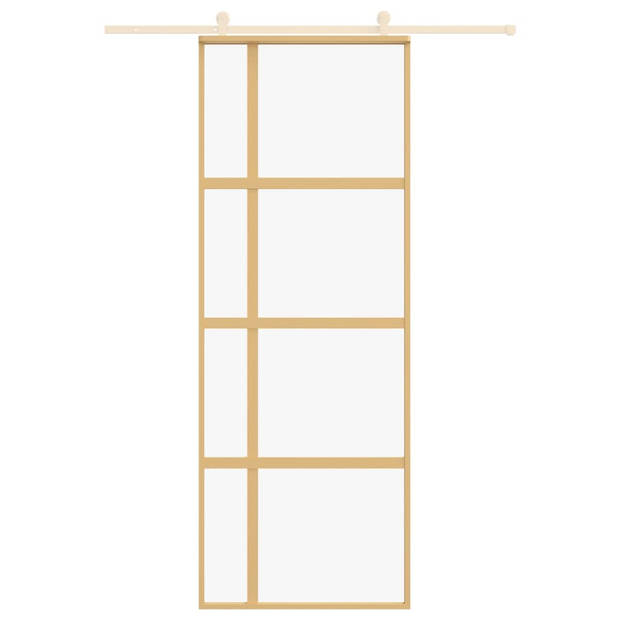 vidaXL Schuifdeur 76x205 cm helder ESG-glas en aluminium goudkleurig