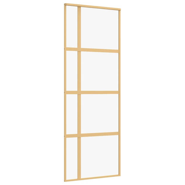 vidaXL Schuifdeur 76x205 cm helder ESG-glas en aluminium goudkleurig