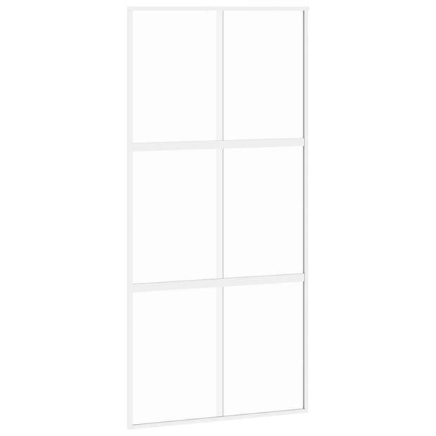 vidaXL Schuifdeur 102,5x205 cm gehard glas en aluminium wit