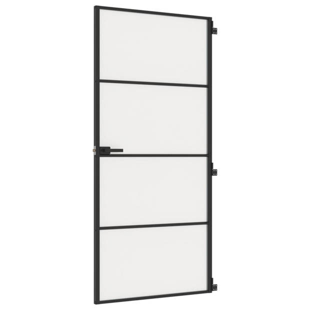 vidaXL Binnendeur smal 93x201,5 cm gehard glas en aluminium zwart