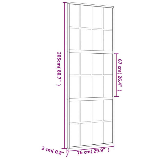 vidaXL Schuifdeur 76x205 cm helder ESG-glas en aluminium goudkleurig