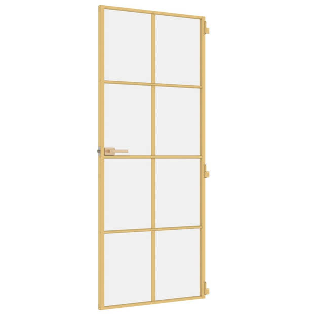 vidaXL Binnendeur smal 83x201,5 cm gehard glas en aluminium goudkleur