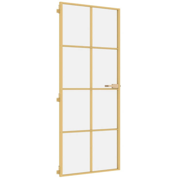 vidaXL Binnendeur smal 83x201,5 cm gehard glas en aluminium goudkleur