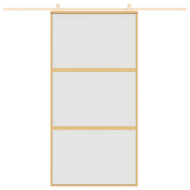 vidaXL Schuifdeur 102,5x205 cm mat ESG-glas en aluminium goudkleurig