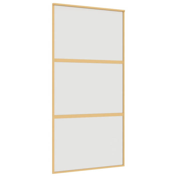 vidaXL Schuifdeur 102,5x205 cm mat ESG-glas en aluminium goudkleurig