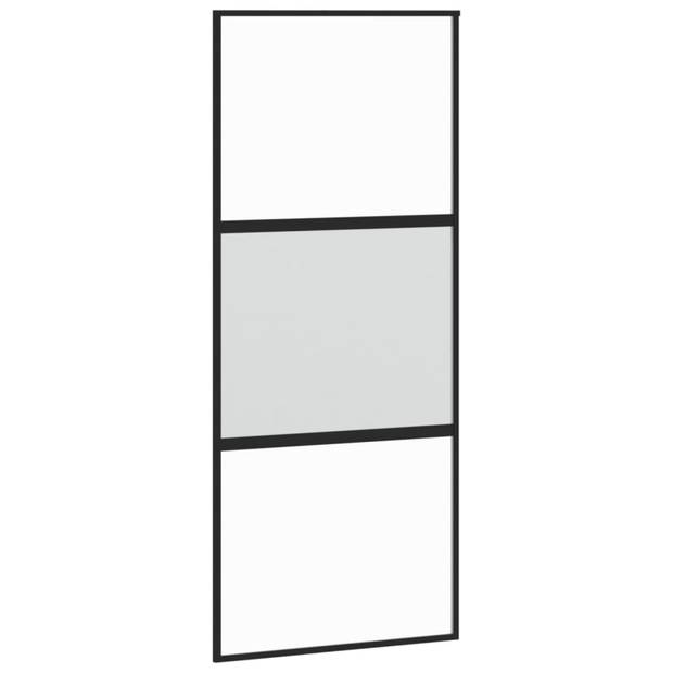 vidaXL Schuifdeur 90x205 cm gehard glas en aluminium zwart