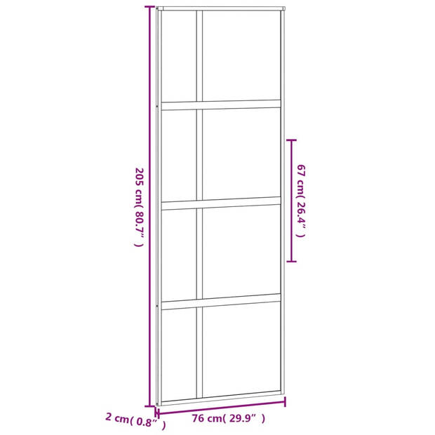 vidaXL Schuifdeur 76x205 cm gehard glas en aluminium zwart