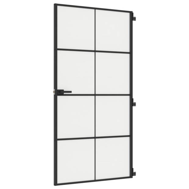 vidaXL Binnendeur smal 102,5x201,5 cm gehard glas en aluminium zwart