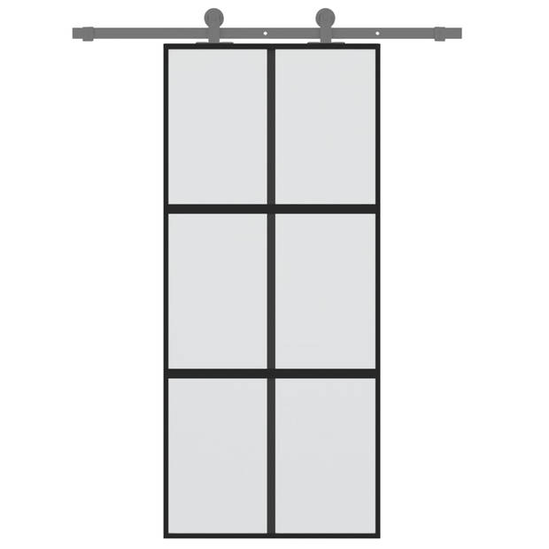 vidaXL Schuifdeur 90x205 cm gehard glas en aluminium zwart