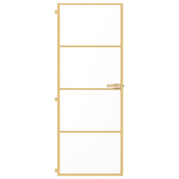 vidaXL Binnendeur smal 76x201,5 cm gehard glas en aluminium goudkleur