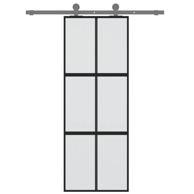 vidaXL Schuifdeur 76x205 cm gehard glas en aluminium zwart