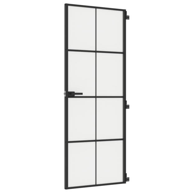 vidaXL Binnendeur smal 76x201,5 cm gehard glas en aluminium zwart