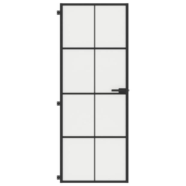 vidaXL Binnendeur smal 76x201,5 cm gehard glas en aluminium zwart